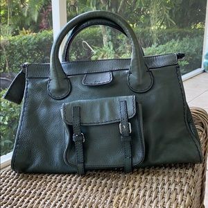 NEW CHLOE EDITH SATCHEL DARK GREEN LEATHER HANDBAG